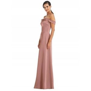 Dessy Collection Gown Size 4 Womens Desert Rose Straight Draped Off Shoulder